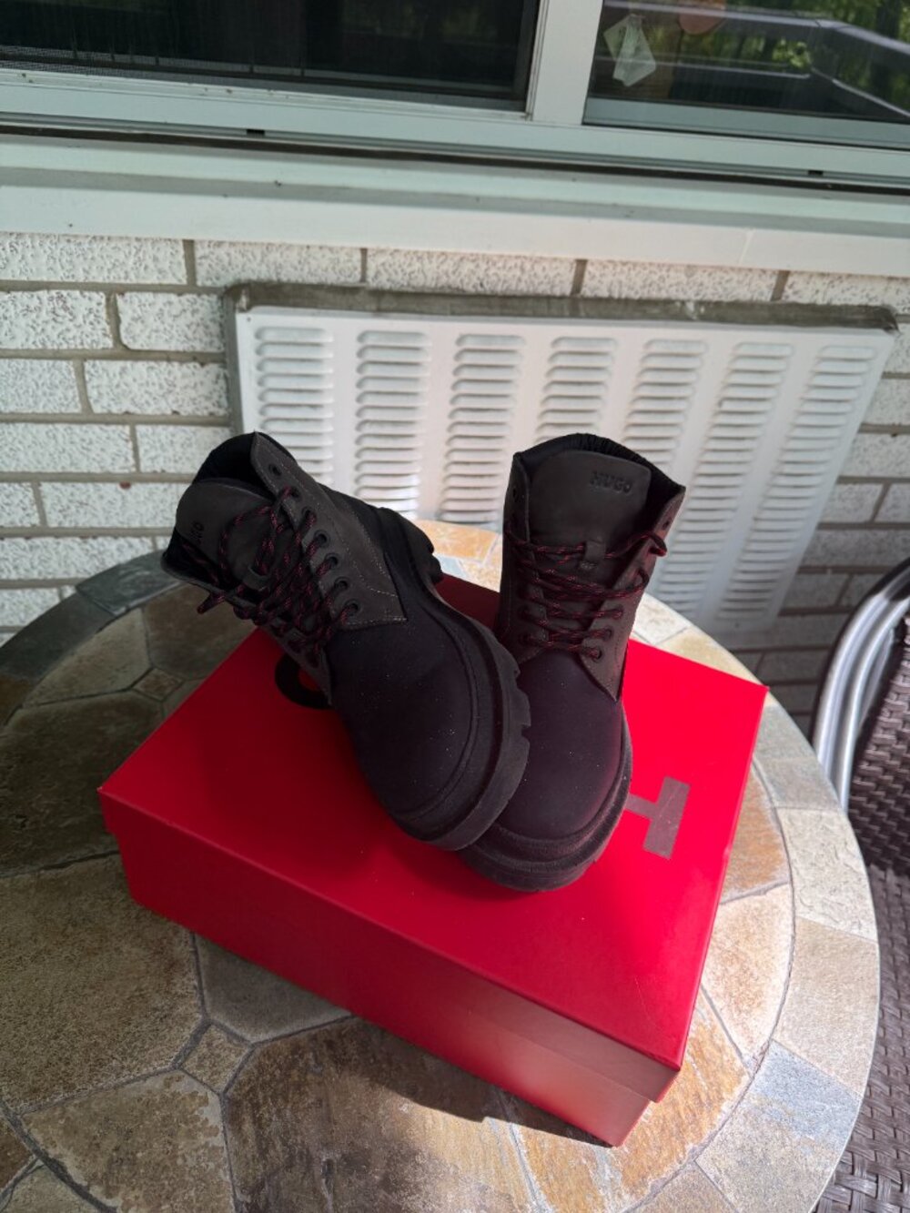 Hugo Boss navy- brown leather chukka lace up ancle boots size EU41 - Picture 7 of 8